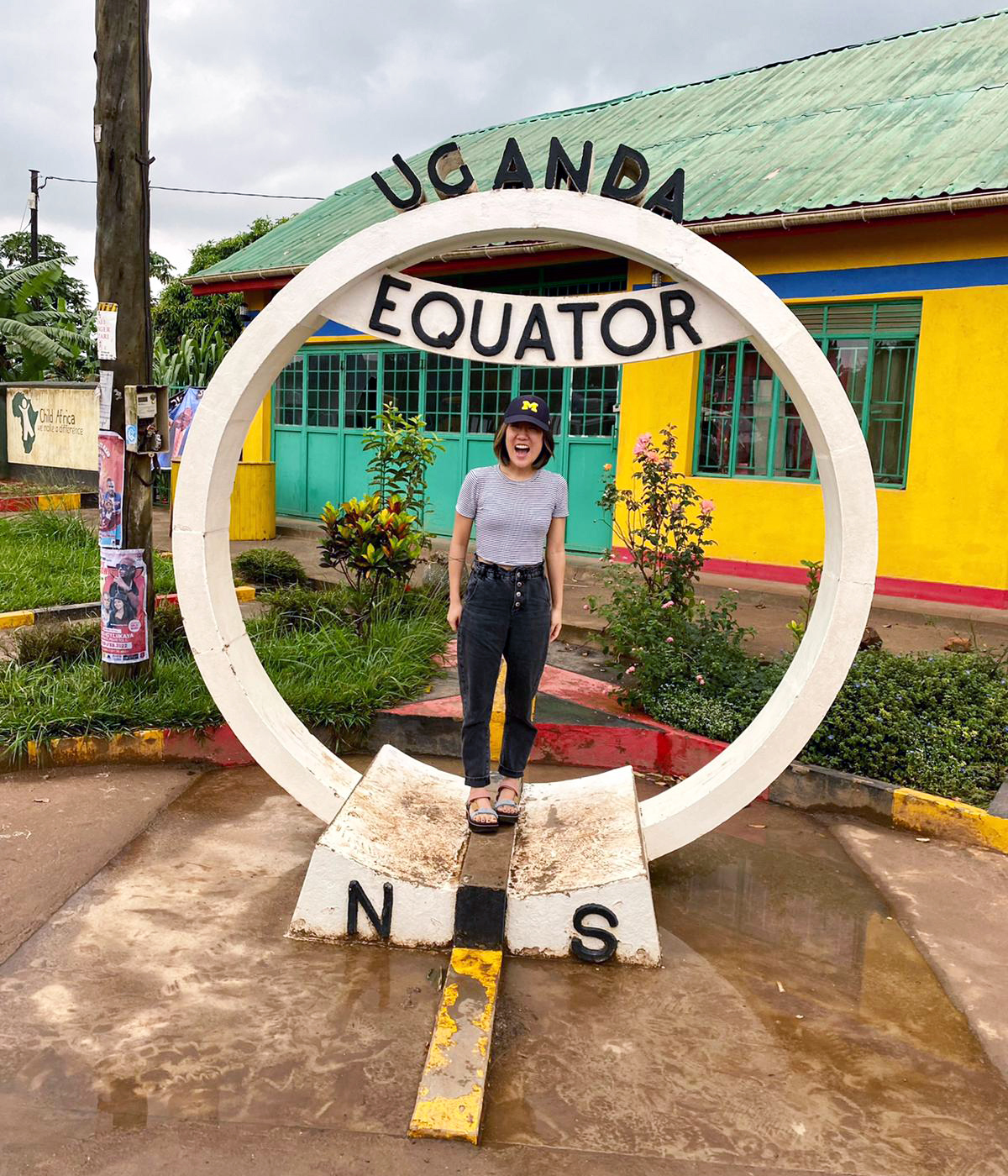 HaEun Lee of the Center for Global Health Equity, University of Michigan, at the Ugandan equator