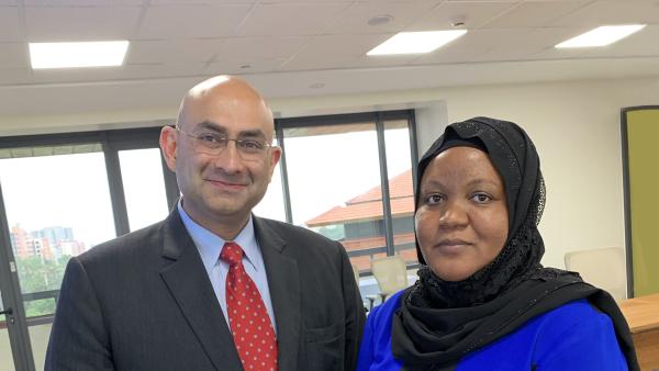 Akbar Waljee and Amina Abubakar—principal investigators for the UZIMA grant—at Aga Khan University in Nairobi, Kenya.