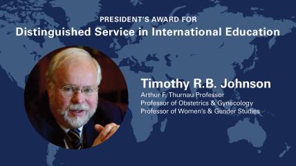 Center member Timothy Johnson president's award service international education