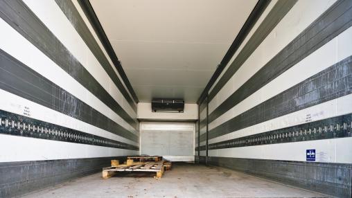 Inside view of an empty refrigerator storage truck, part of the cold supply chain. Thermostability | business | economics