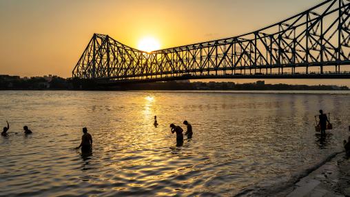 Howrah Bridge over the Hooghly River Kolkata India